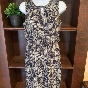 Ann Taylor Loft Navy and Cream Dress Small
